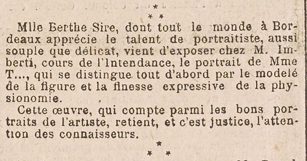 critique Berthe Sire peintre 