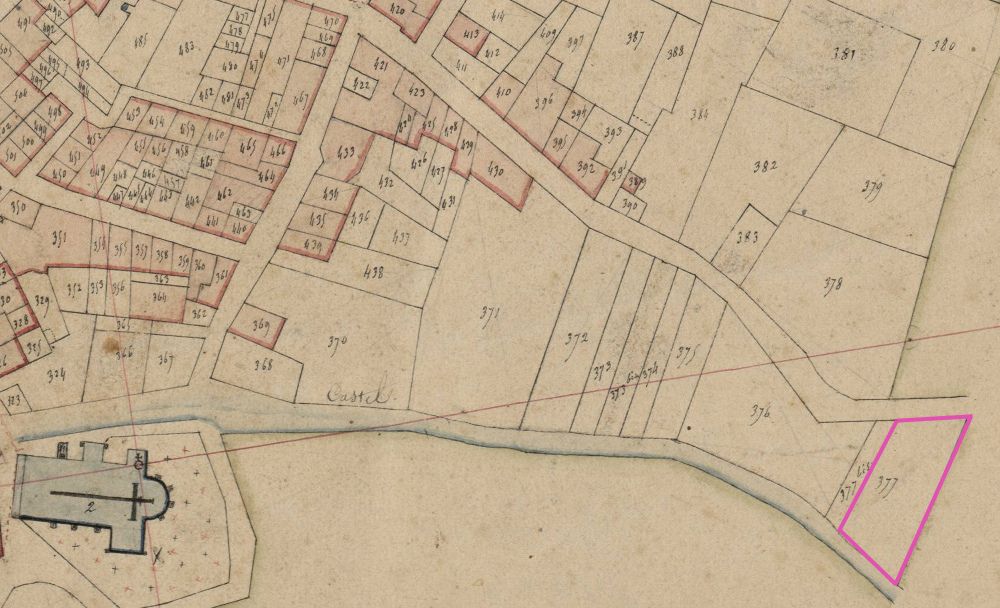 extrait du plan cadastral de 1831 montrant l'emplacement de la maison appartenant à la famille Romieu