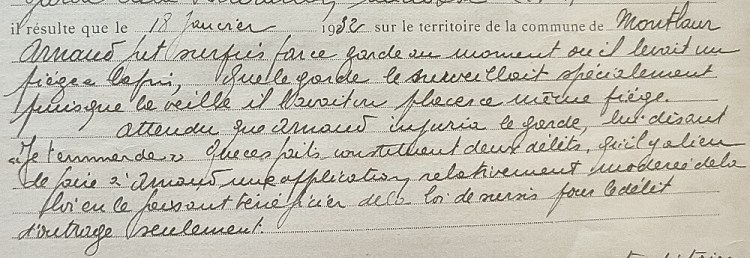Détails des faits ayant conduit à l'arrestation de Georges Arnaud pour braconnage et outrage à agent