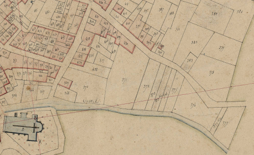 extrait du plan du cadastre napoléonien de Montlaur dans l'Aude