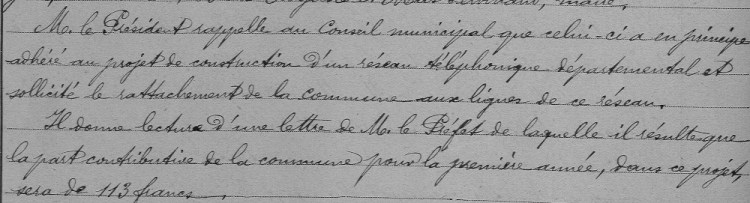 projet de raccordement téléphonique à Montlaur en 1900